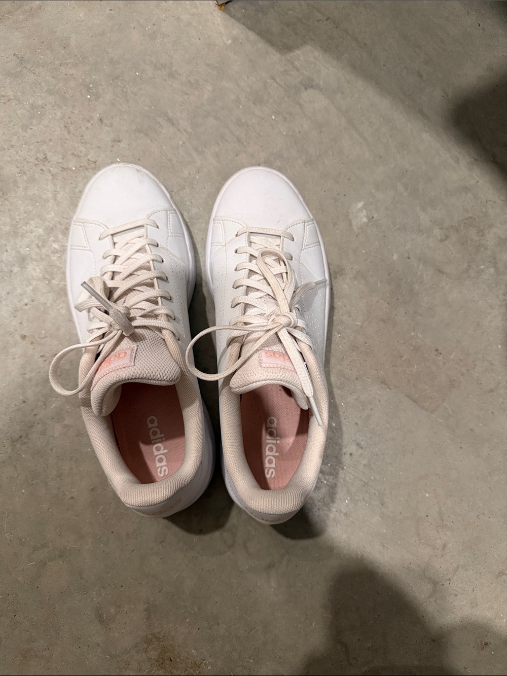 adidas White Low-Top Sneakers with Pink Insole